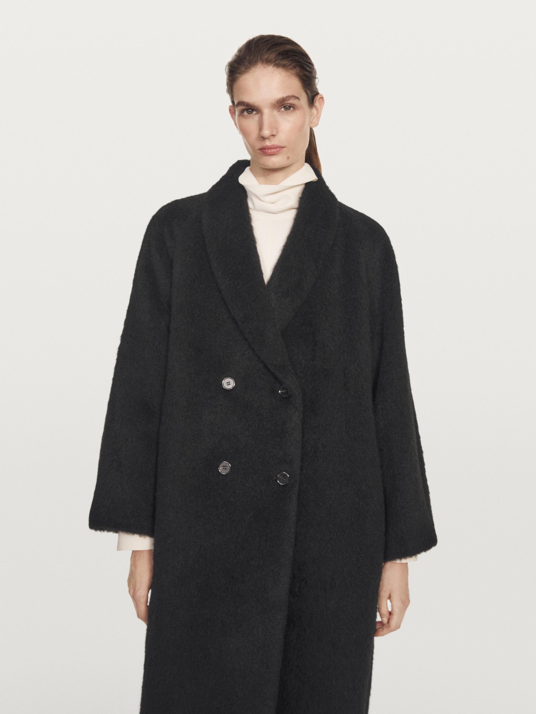 Long alpaca and wool coat